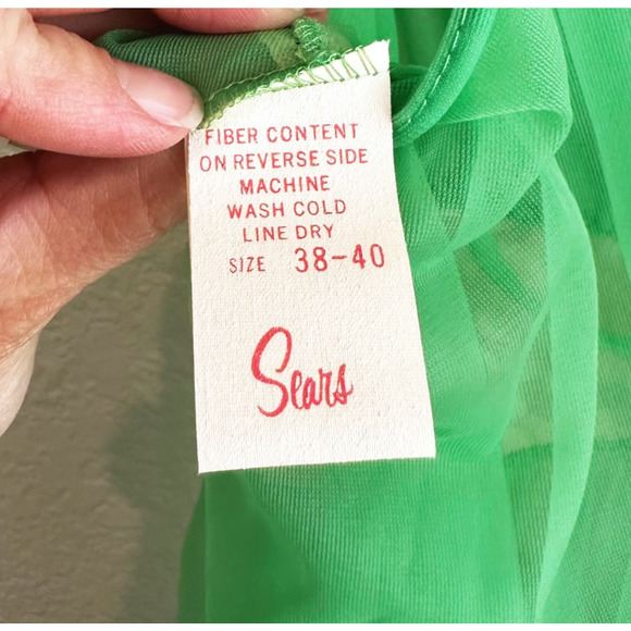 VTG 60's Sears Maxi Sheer Slip Nightgown Dress 38-40 L/XL Coquette Pin-Up Retro - Picture 7 of 10